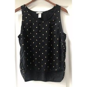 H&M Sleeveless Black Top With Gold Diamonds Size 8